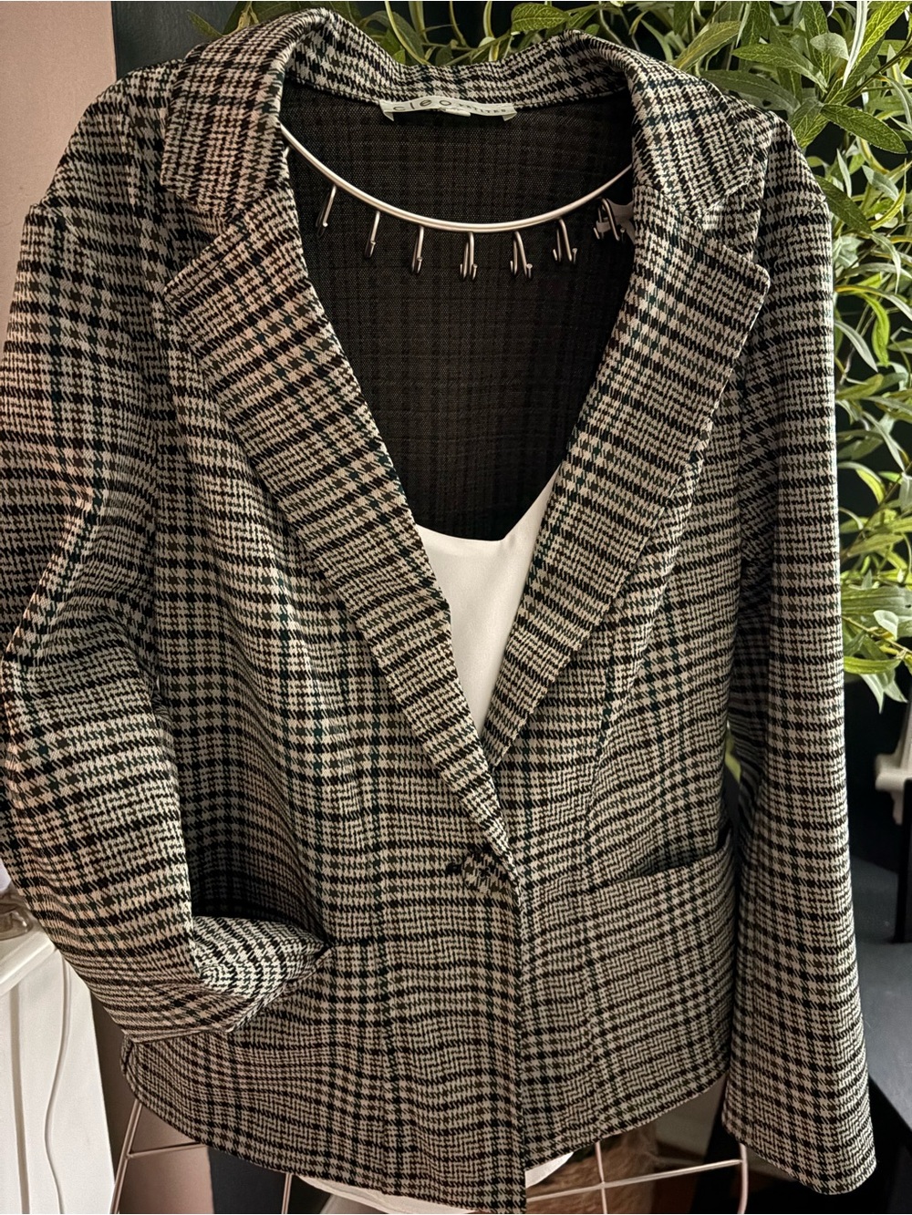 Get ready for Fall! Cleo Brown and Teal Plaid Women's Blazer